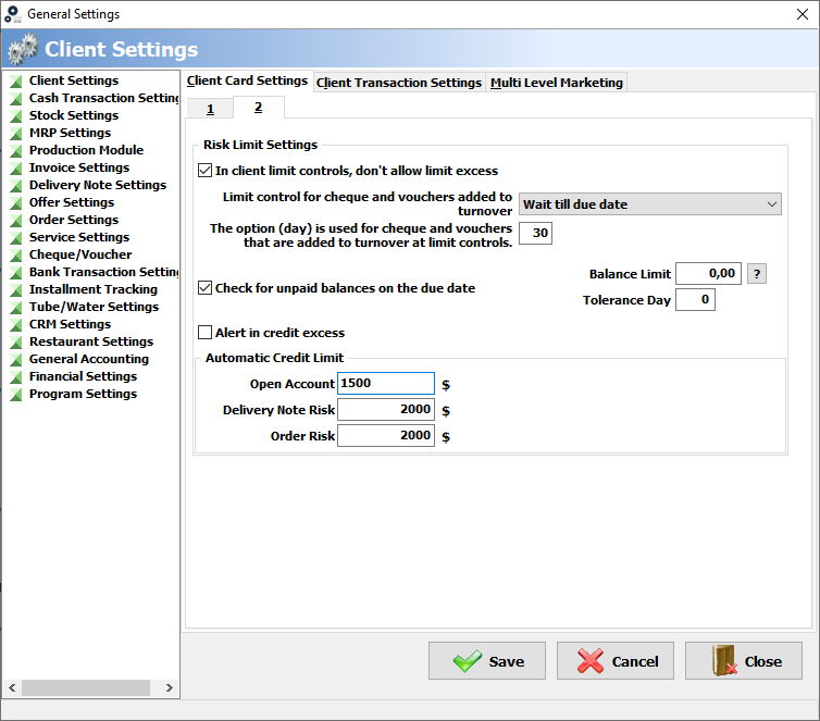 WOLVOX ERP Software Establishing Client Credit Limits