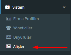 Afişler Menü Girişi